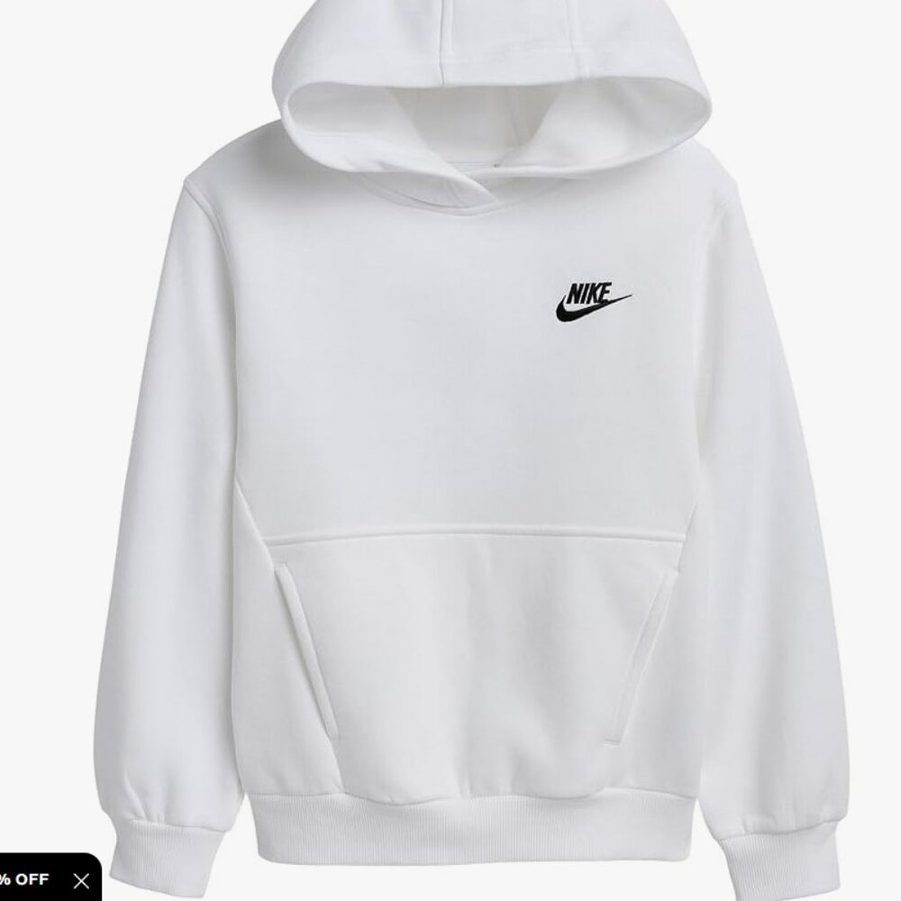 NEW Nike Kids' Club Fleece Hoodie White XS (7)
